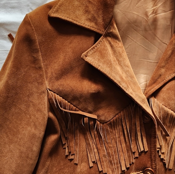 Brown Soft Suede Leather Fringe Jacket - Picture 5 of 16